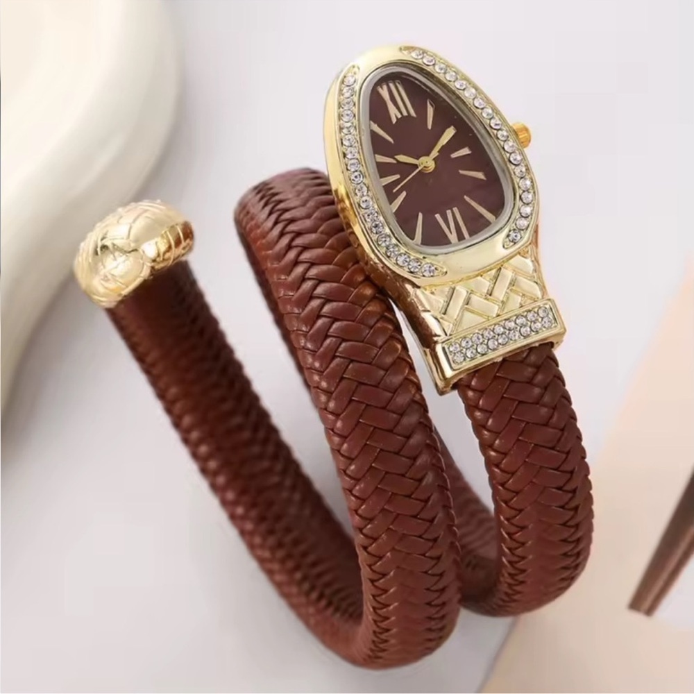 Serpenti Brown Gold Braided Snake Wrap Women's Watch